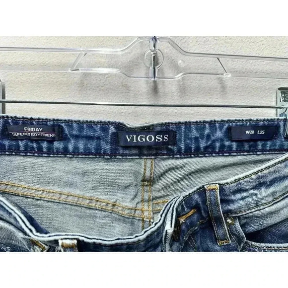 VIGOSS Jeans Women’s Sz 28x25 Friday Taper Boyfriend High Rise Distressed Denim - Picture 7 of 9